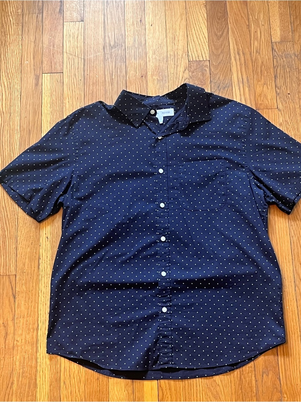 Old Navy Blue Short-Sleeve Button-Down with White Dots
